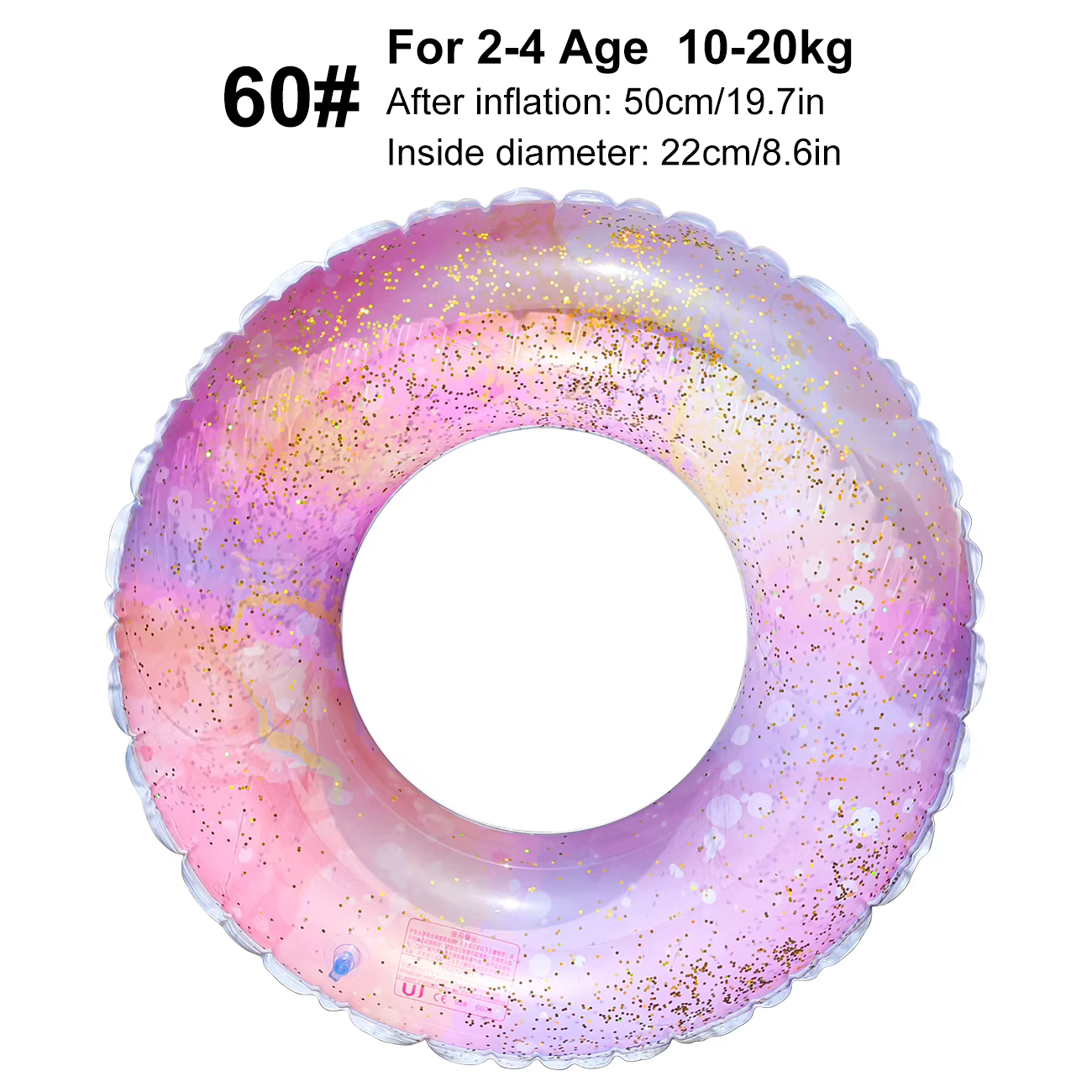 1PC Bouée de natation gonflable en PVC rose scintillante pour piscine, plage, lac en été