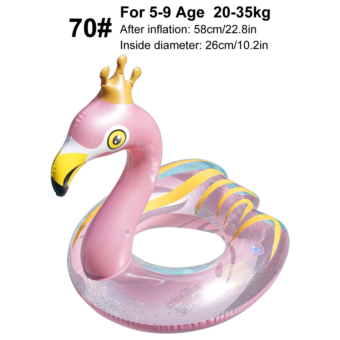 1 pièce Bouée gonflable Flamant rose/cygne avec couronne, anneau de natation scintillant, transat de