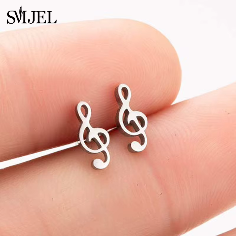 Boucles d'Oreilles en Acier Inoxydable, Bijoux à la Mode, Petit Animal, Punk, Croix, Musique, Parapl