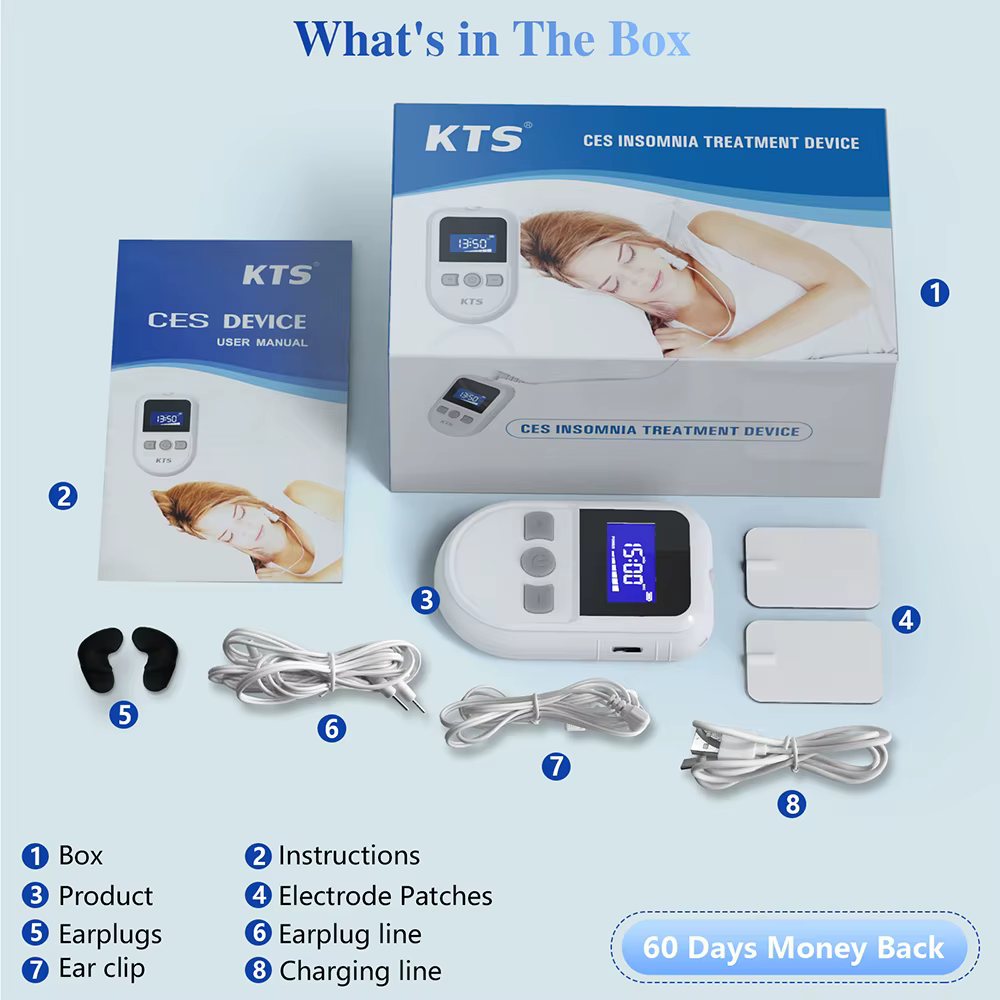 KTS – dispositif d'aide au sommeil, insomnie, anxiété, dépression, thérapie CES, stimulateur transcr