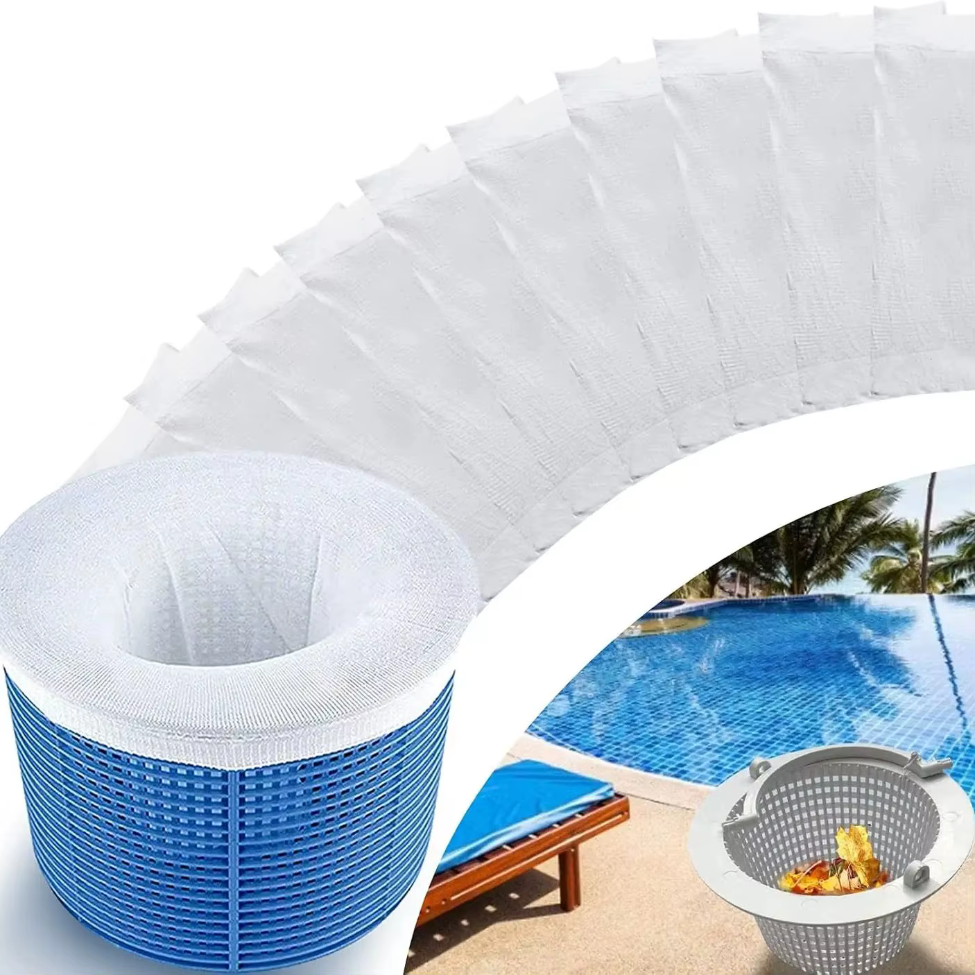 10 chaussettes de filtration en nylon pour piscine, pour nettoyer les débris et les feuilles, pour p