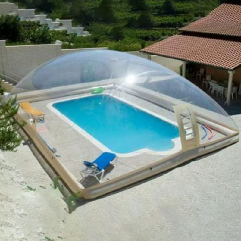 Couverture de piscine rétractable transparente gonflable hors sol