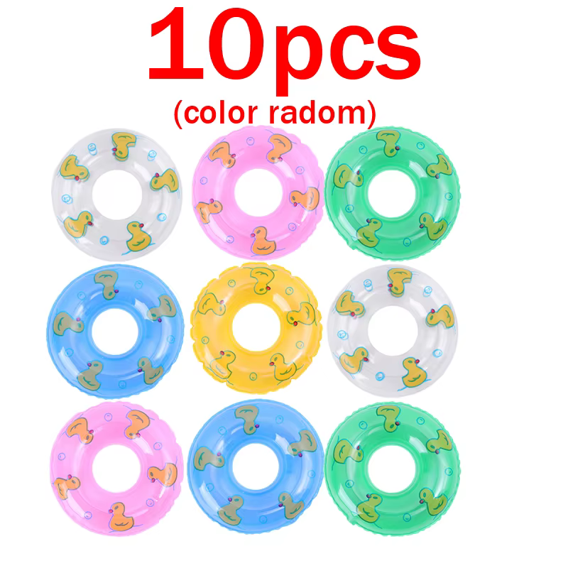 10 pièces Mini anneau de bain jouet piscine flotteur cercle anneau jouets jouet bébé drôle poupée fl