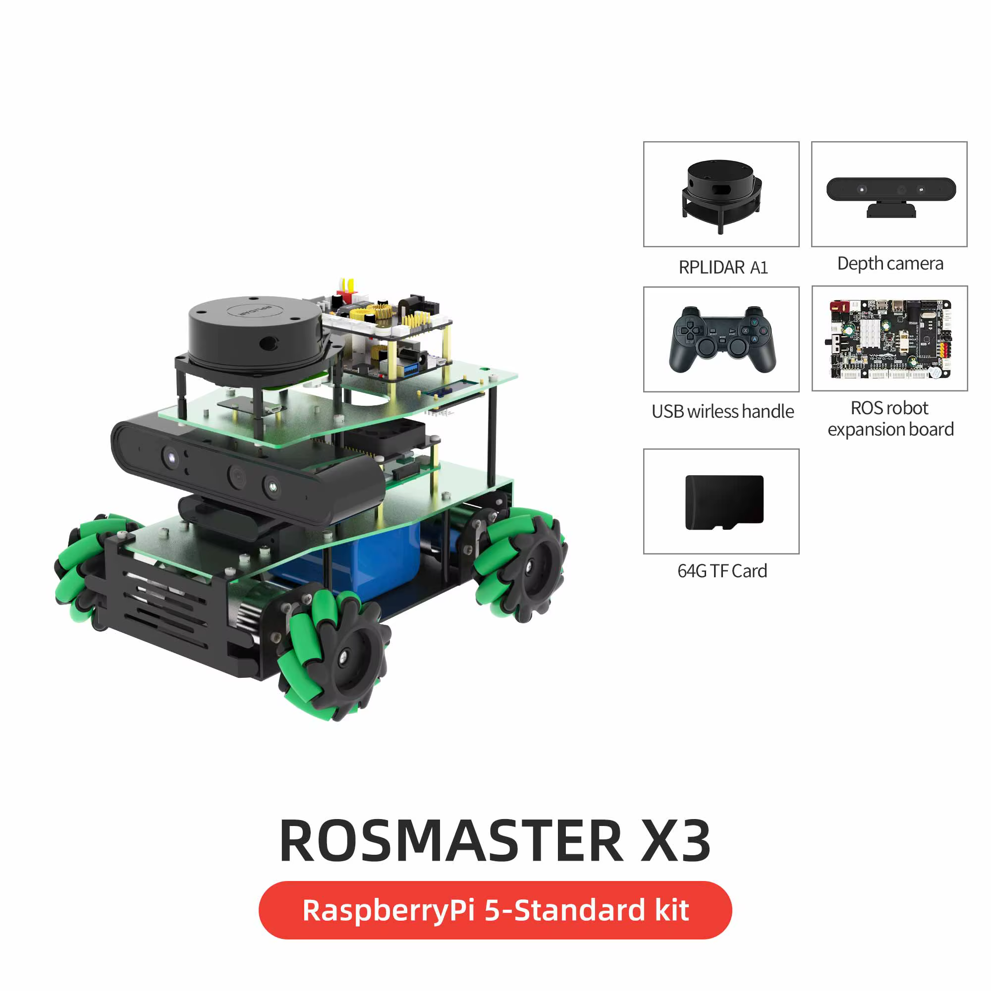 ROSMASTER X3 ROS2 Robot voiture intelligente bricolage Kit d'apprentissage électronique Python pour