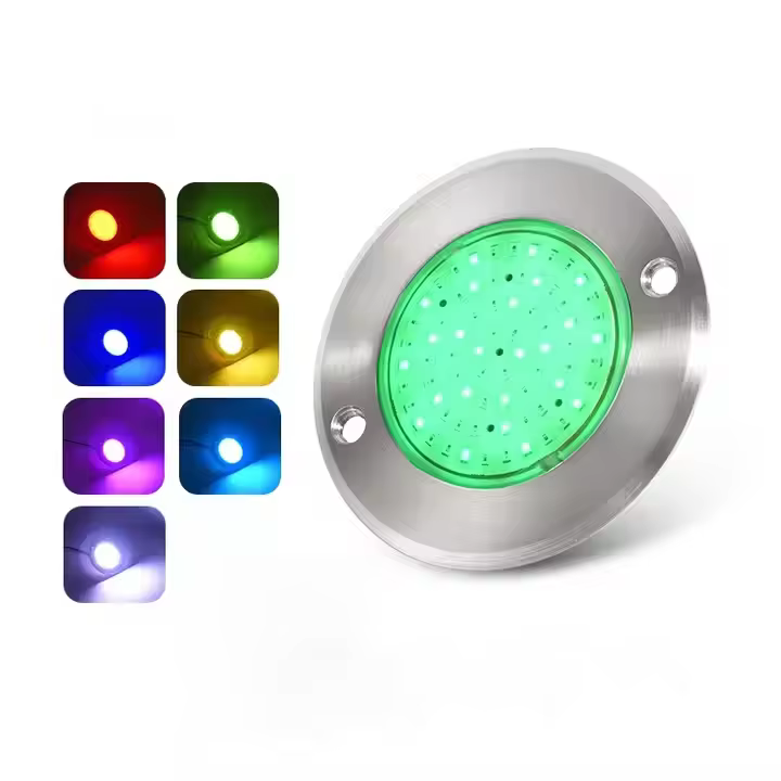 Lampe de piscine 12V IP68 RGB en acier inoxydable remplie de résine 6W 12W 18W 25W 35W, éclairage LE