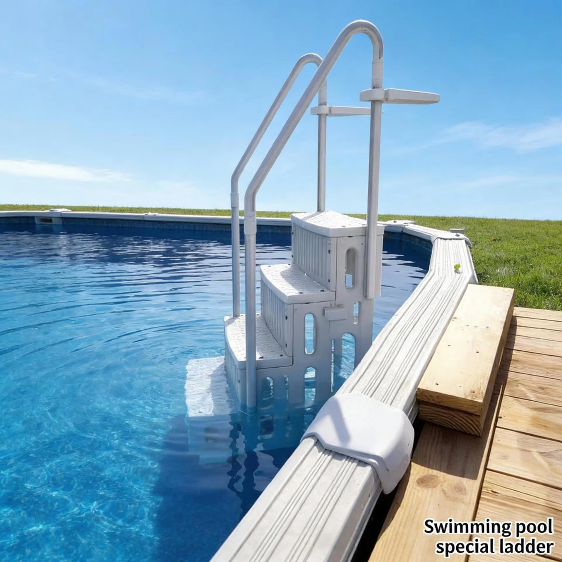 Échelle de piscine en plastique antidérapante à 4 marches, accessoire de piscine hors sol de Style c