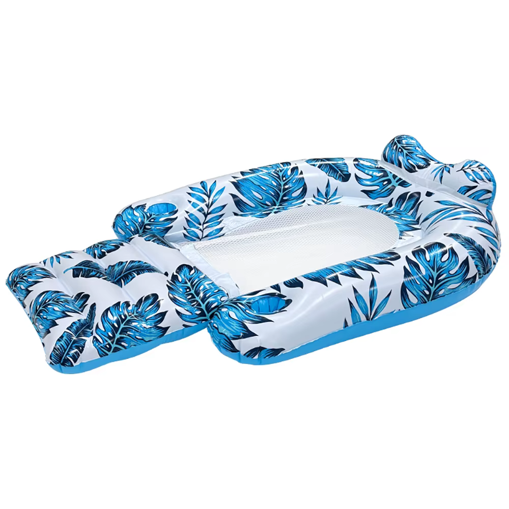 1 pièce - Raft gonflable portable en PVC à motif de feuilles tropicales pour adultes, accessoires de