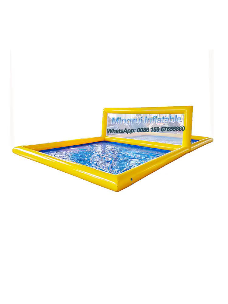 Piscine de plage jaune gonflable géante, terrain de volley-ball pour fête de réunion en famille, jeu