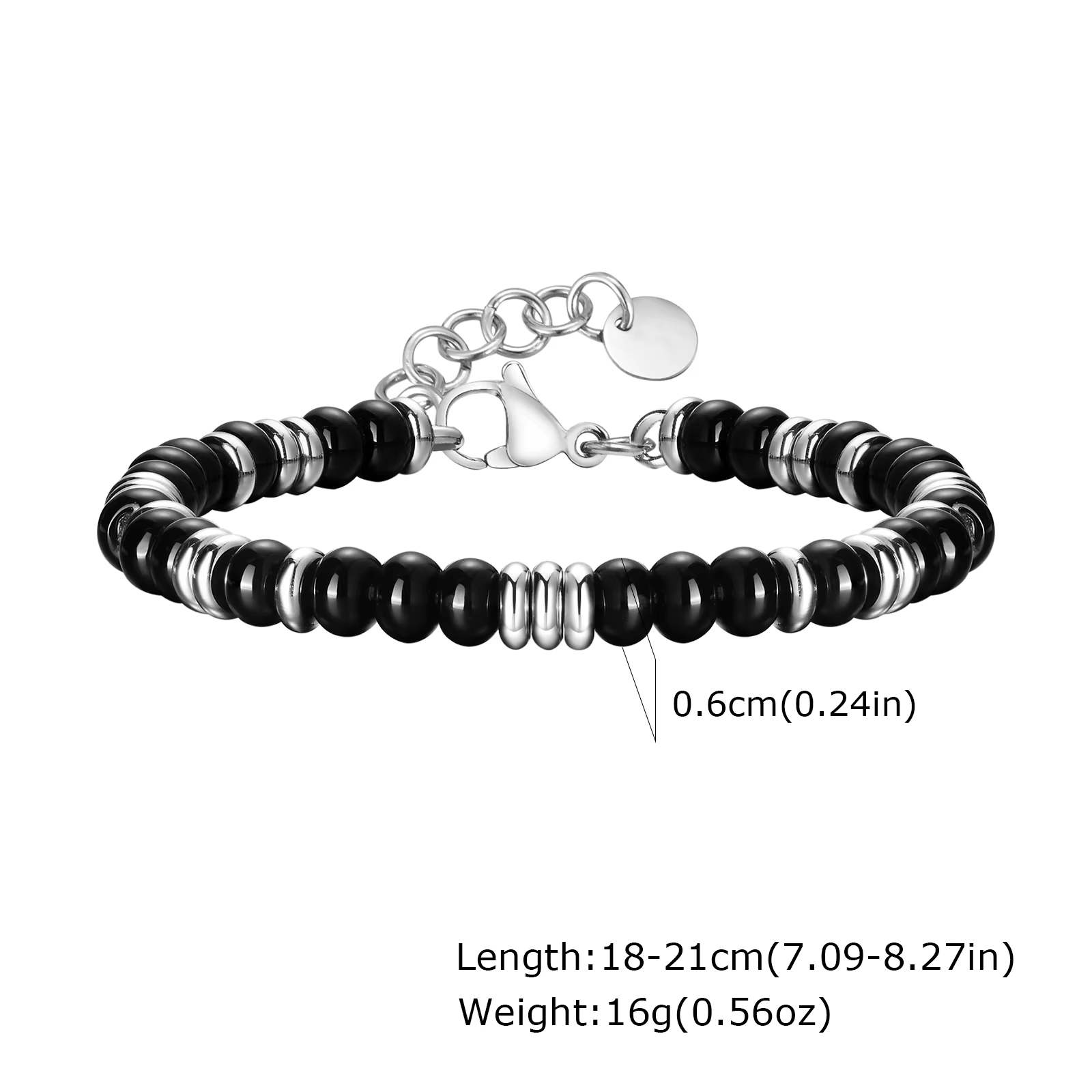 Bracelets de perles en métal pour hommes et garçons, Bracelets de perles en acier inoxydable avec pe