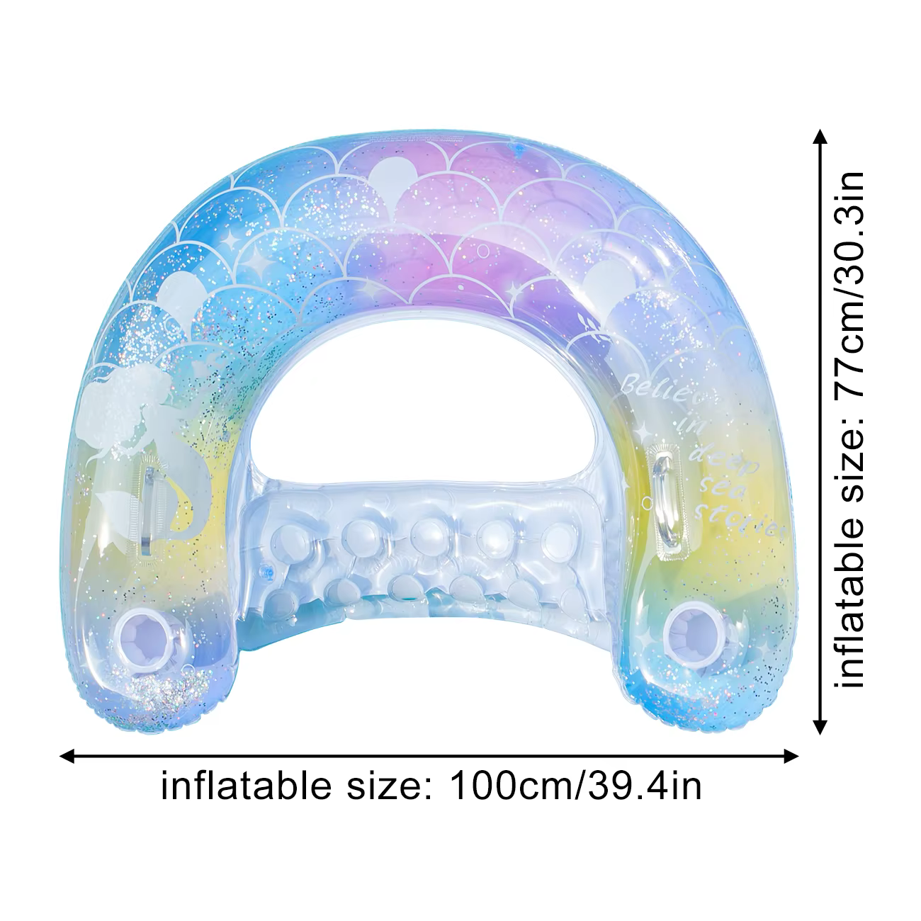 Hamac de piscine gonflable en forme de U à paillettes, chaise longue flottante de rêve pour adultes,