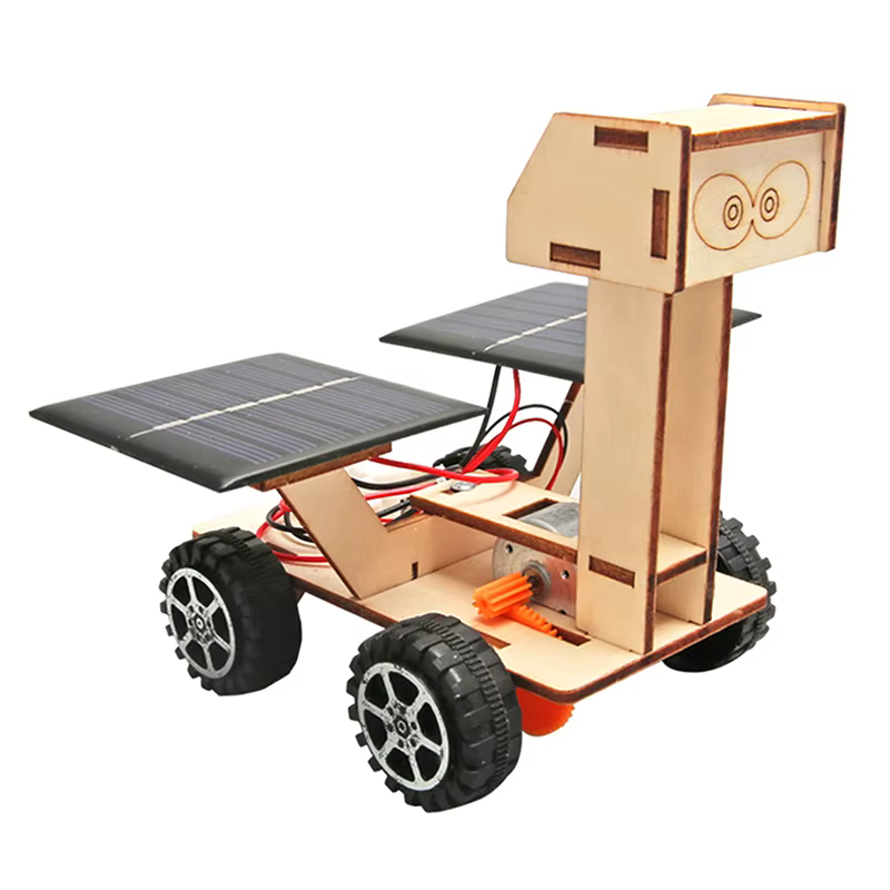 Modèle Mars Rover à énergie solaire fait à la main, jouet créatif, outil d'enseignement en bois pour