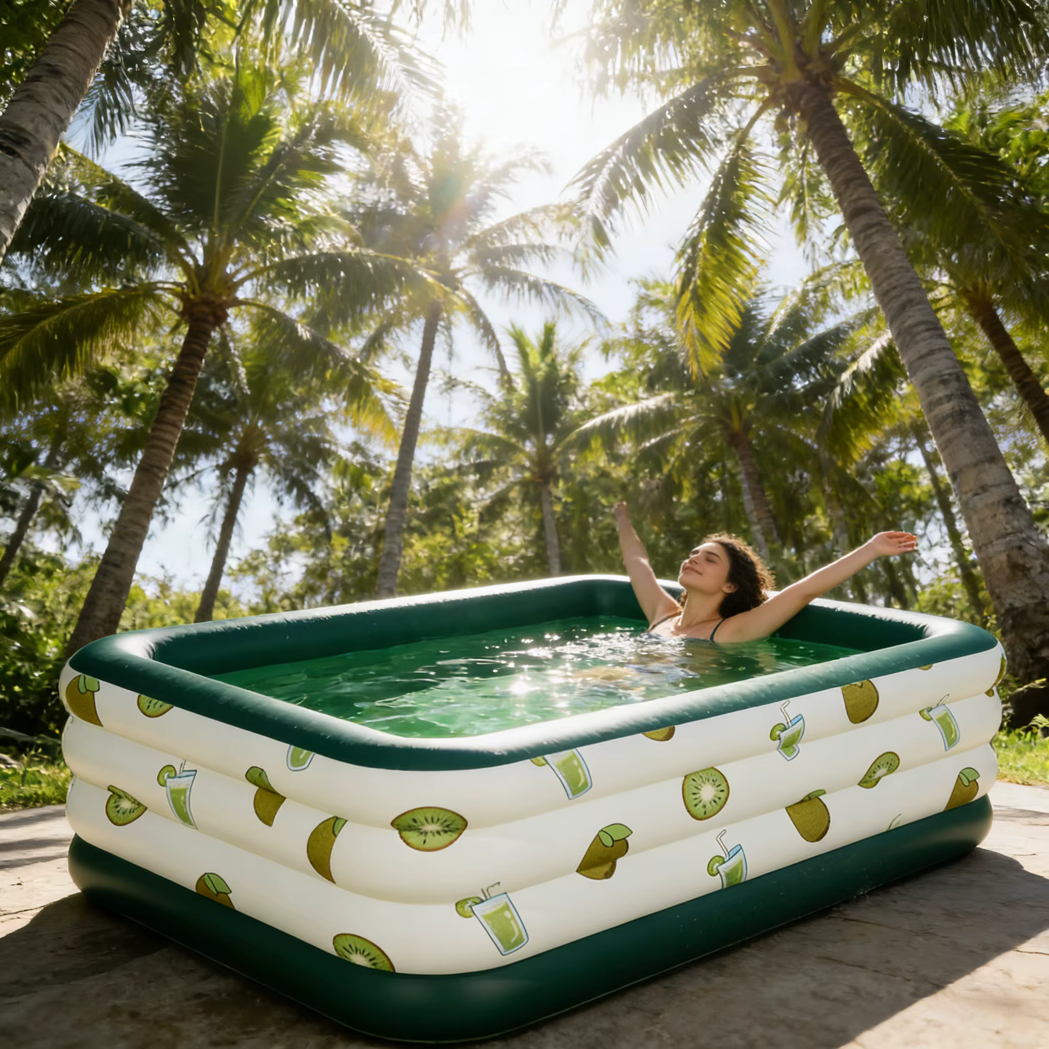Bar de piscine gonflable multifonctionnel avec tente et sièges, piscine gonflable extérieure pour ad