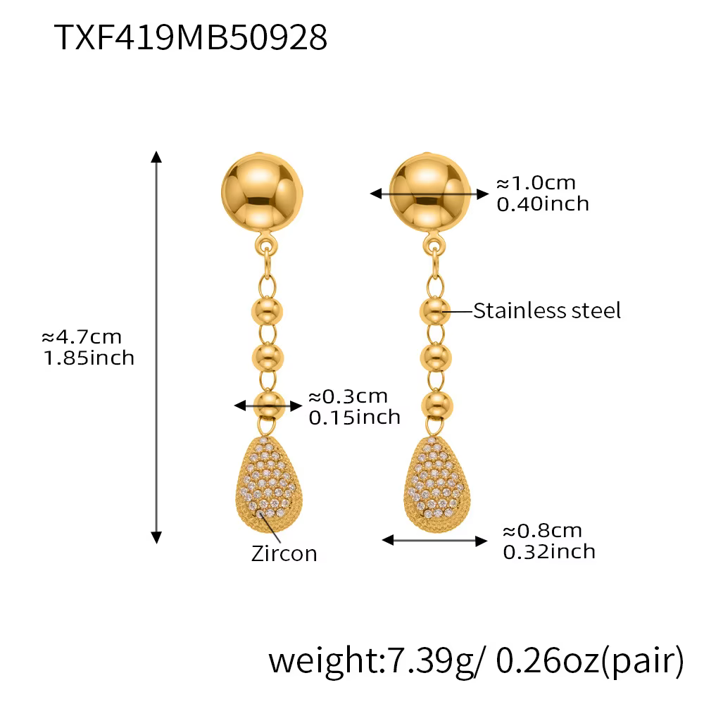 Collier en Y en acier inoxydable pour femmes, plaqué or 18 carats, chaîne de perles incrustée de gou