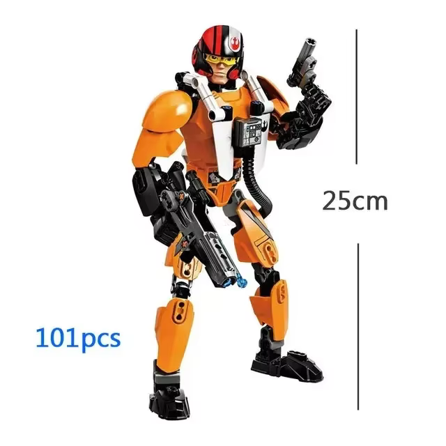 Star War Anime Figure Battle with Lightsabers Model Dolls, Mandalorian Assembling Handmade Ornements