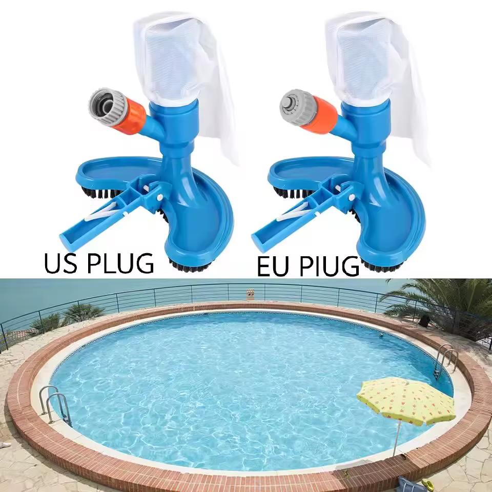 Aspirateur de piscine portable en forme de croissant bleu, nettoyeur sous-marin à jet avec brosse, a