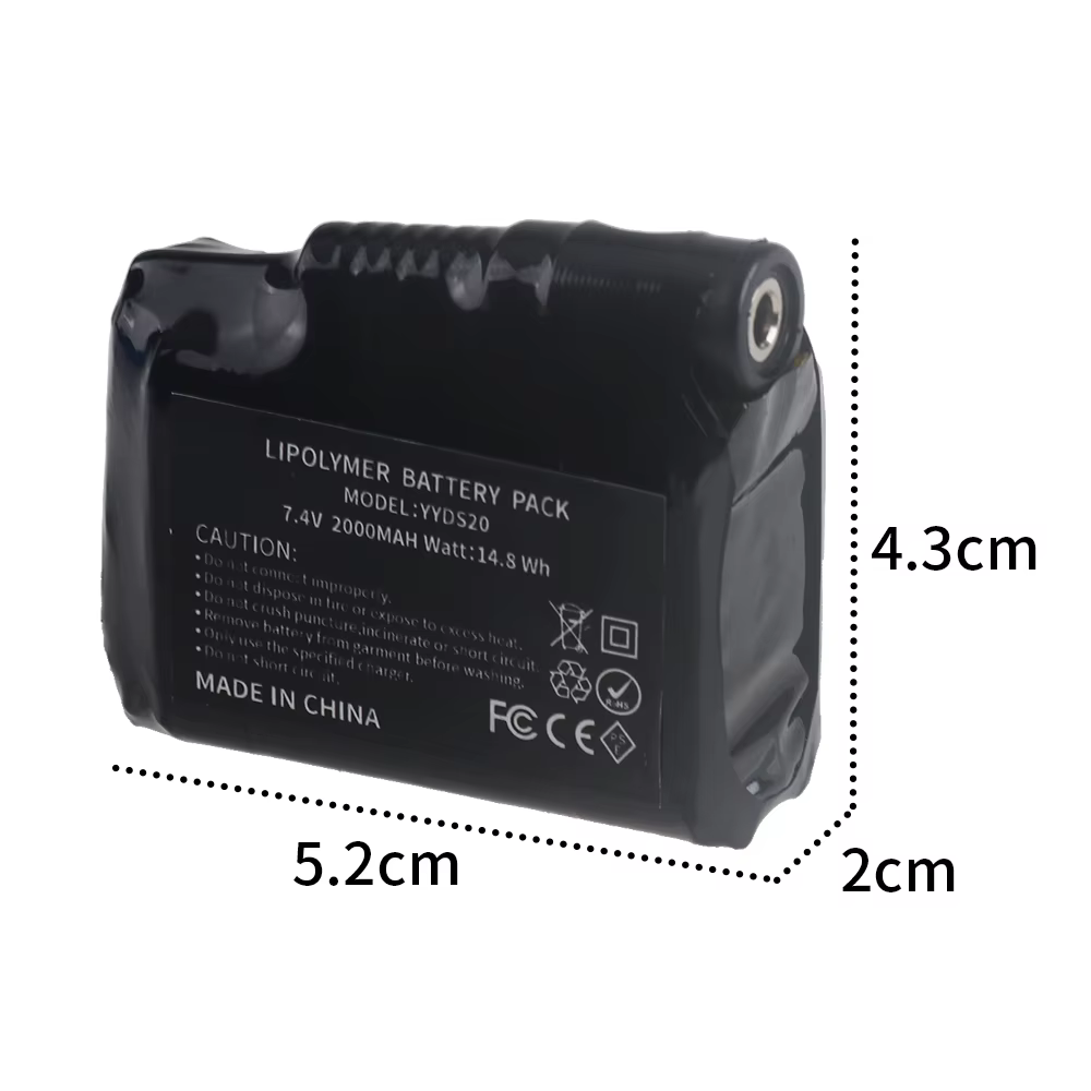 Batterie de rechange pour gants chauffants 7.4V 2000mAh 2S, batterie au lithium polymère pour gilet
