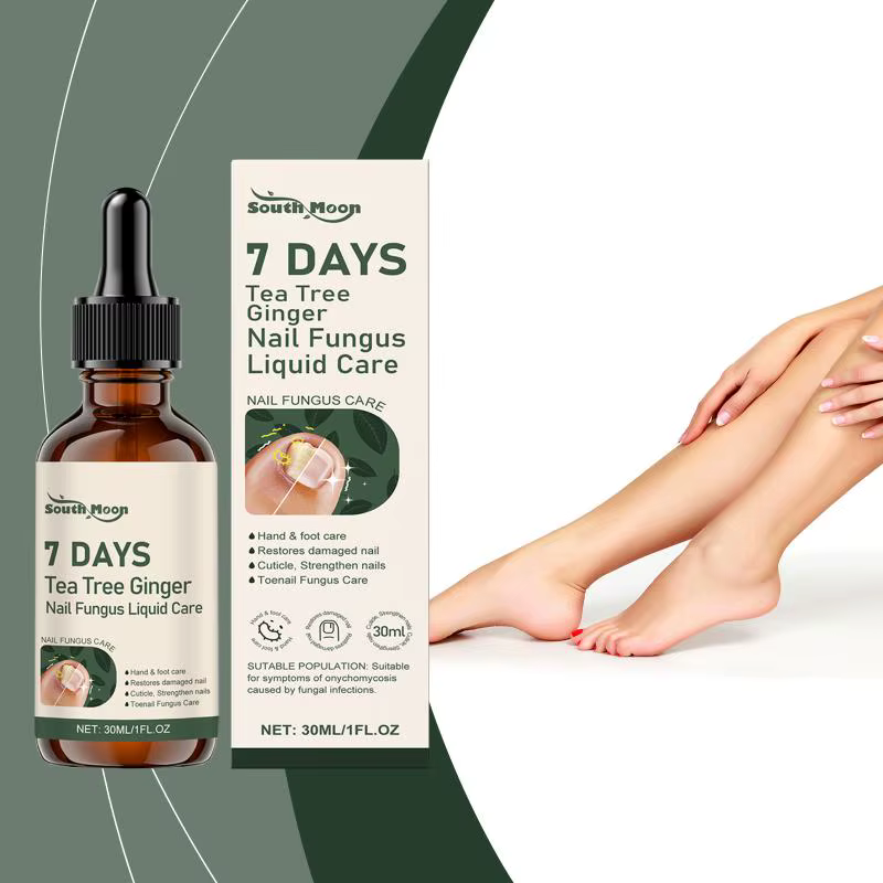 Liquide antifongique au gingembre et à l'arbre à thé pour les ongles abîmés, solution nourrissante e