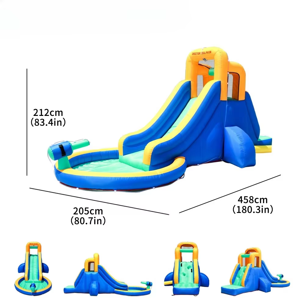 Fabricant nouveau Design bleu avec toboggan aquatique Combo piscine à balles aire de jeux château de