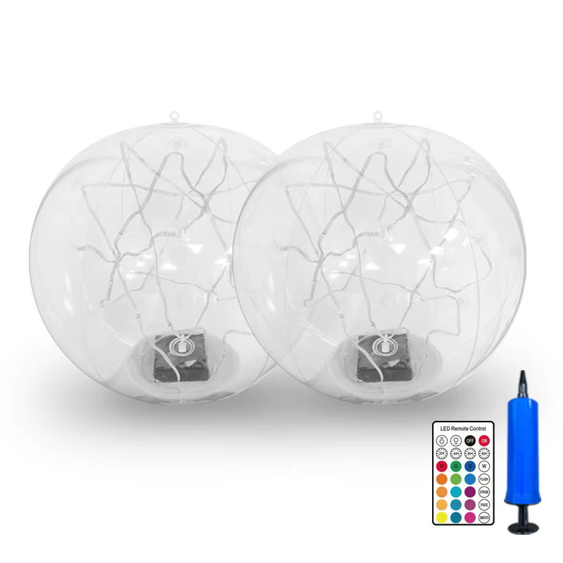 Lumière de piscine flottante à énergie solaire, IP68 étanche gonflable 16 couleurs lampe de boule de