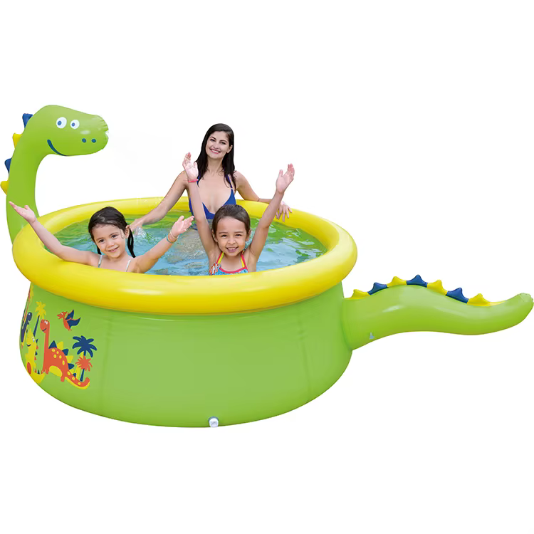Piscine gonflable familiale 3D Dinosaures 1,75m*62cm en PVC pour jardin
