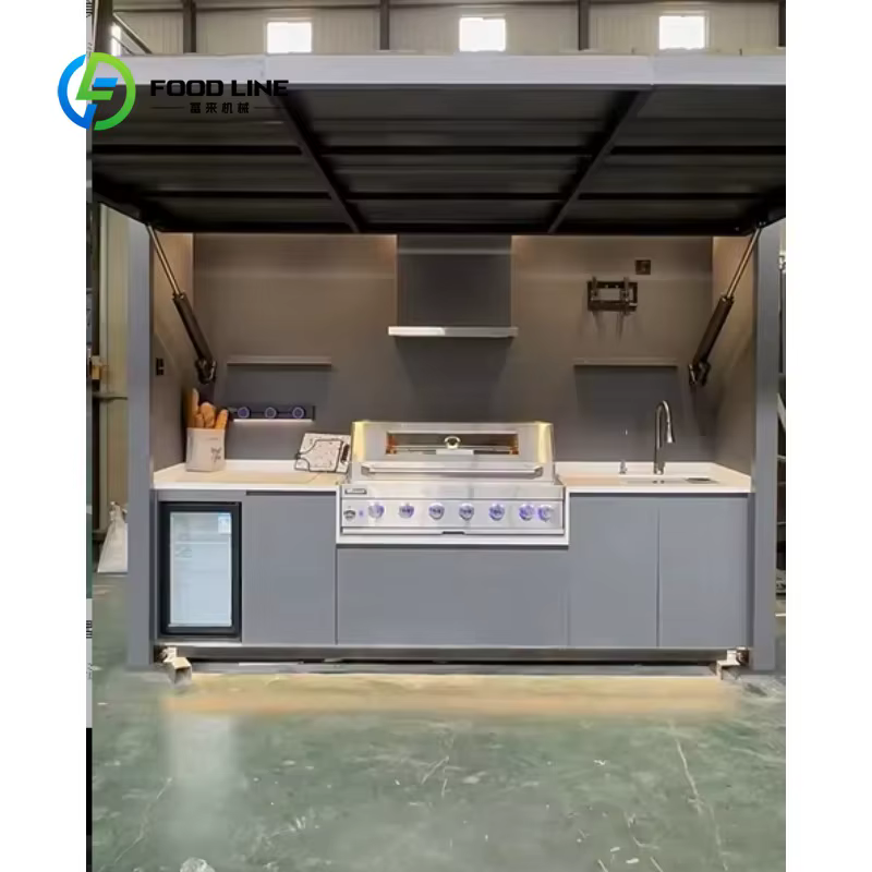 Cuisine extérieure modulaire portable moderne personnalisée avec évier pour terrasse, idéale pour le