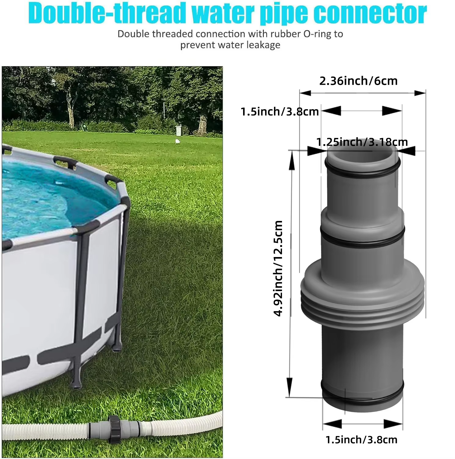Connecteur de tuyau de pompe de filtre de piscine, adaptateur de connecteur droit, connecteur de joi