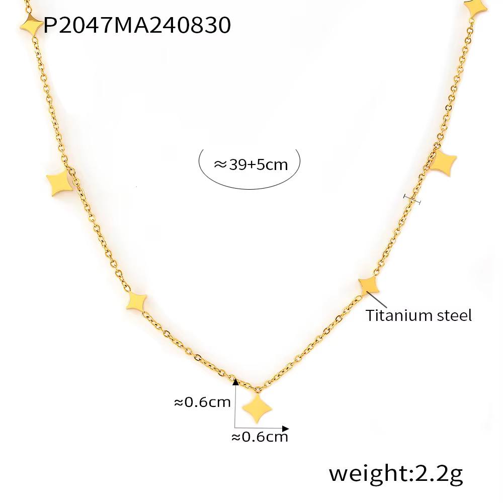 Collier en acier inoxydable pour femme, pendentif carré, breloque incrustée, clavicule étanche, cade