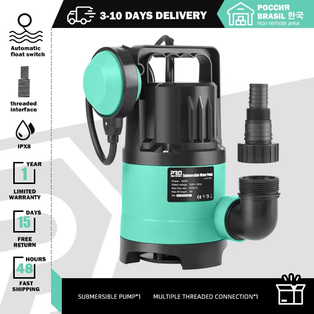 Pompe à eau Submersible 400W 7500L/H utilitaire thermoplastique électrique Portable transfert piscin