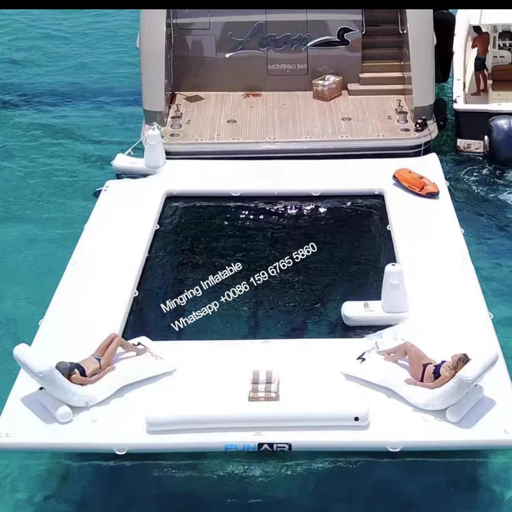 Piscine flottante gonflable en PVC à double paroi blanche, pour yacht, piscine océanique, ponton dou