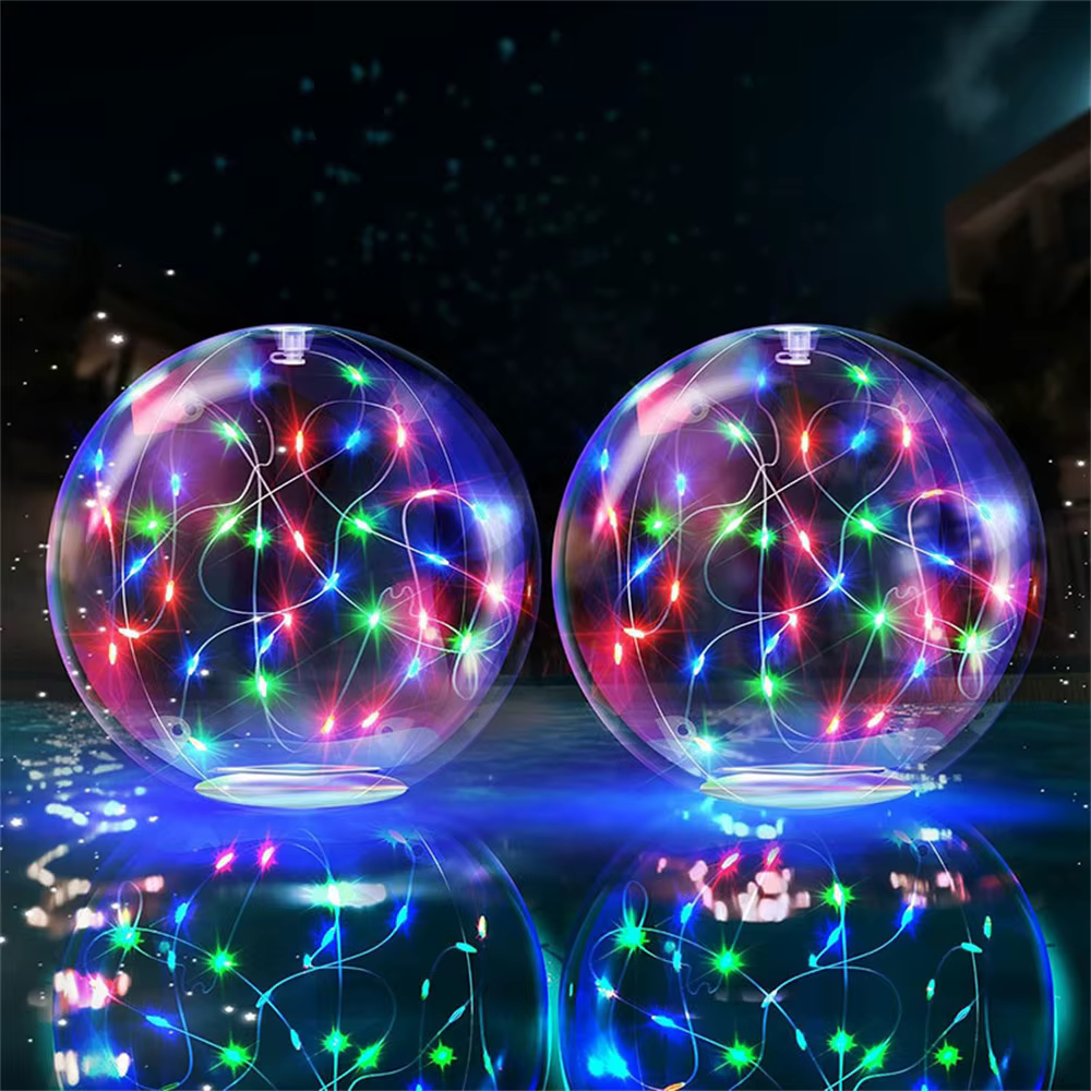 1 pièce de lumières flottantes féériques pour piscine, à énergie solaire, gonflables, étanches, boul