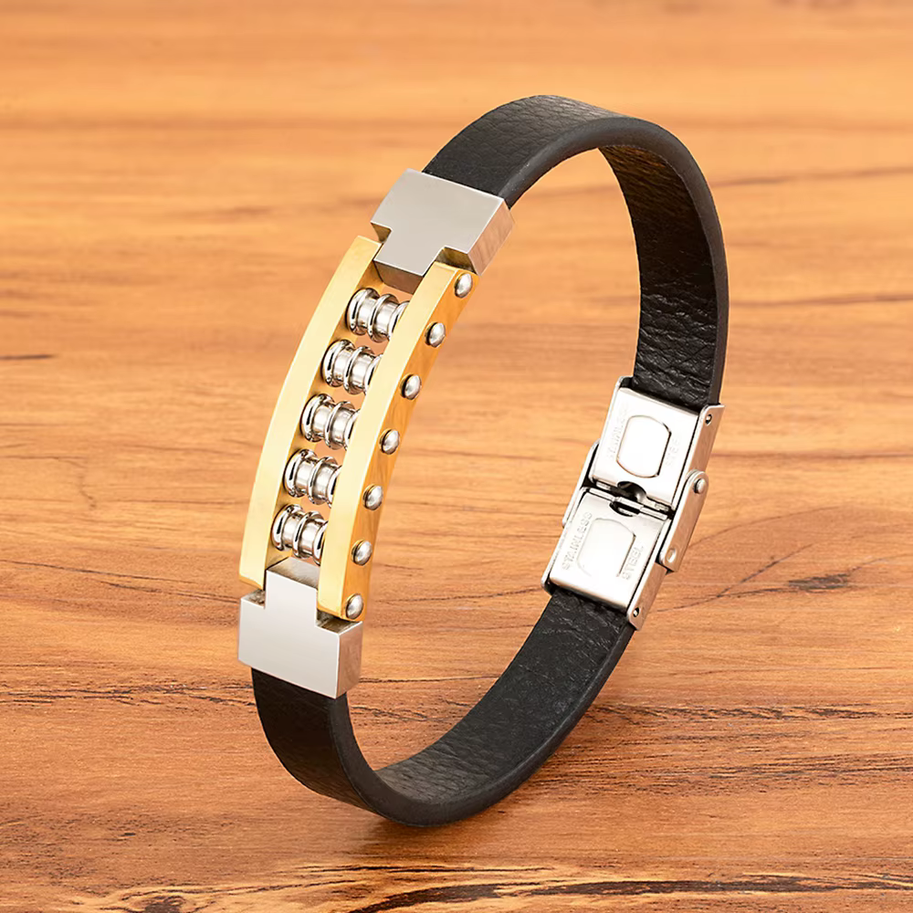Bracelets en cuir tendance pour hommes, en acier inoxydable, tissés à la main, accessoires de bijoux