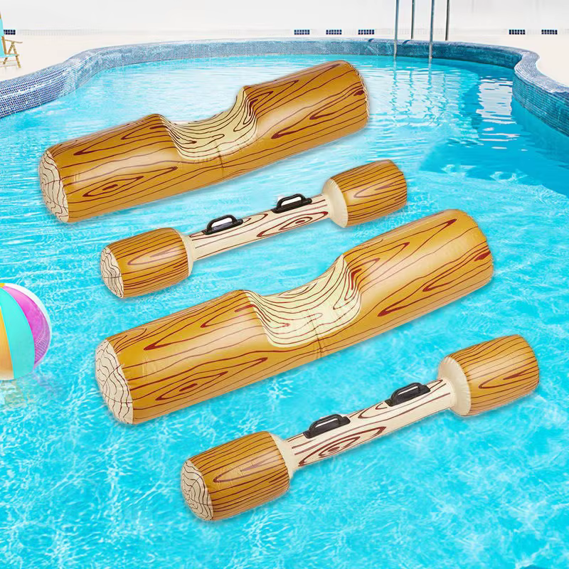 Bouée gonflable en forme de bâton à motif bois pour adulte, jouet aquatique, radeau flottant, jeu am