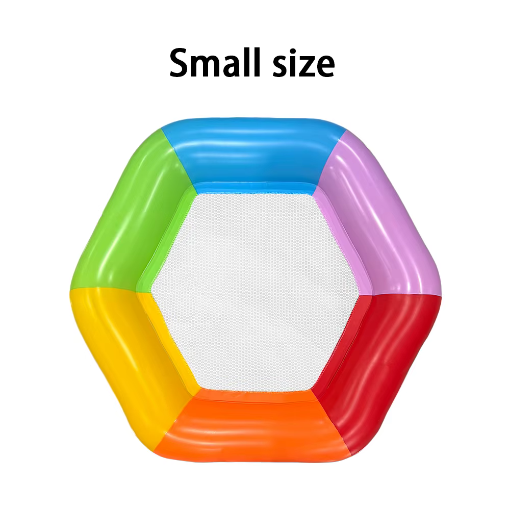Flotteur gonflable hexagonal arc-en-ciel pour adultes avec siège en maille, hamac aquatique pour cou