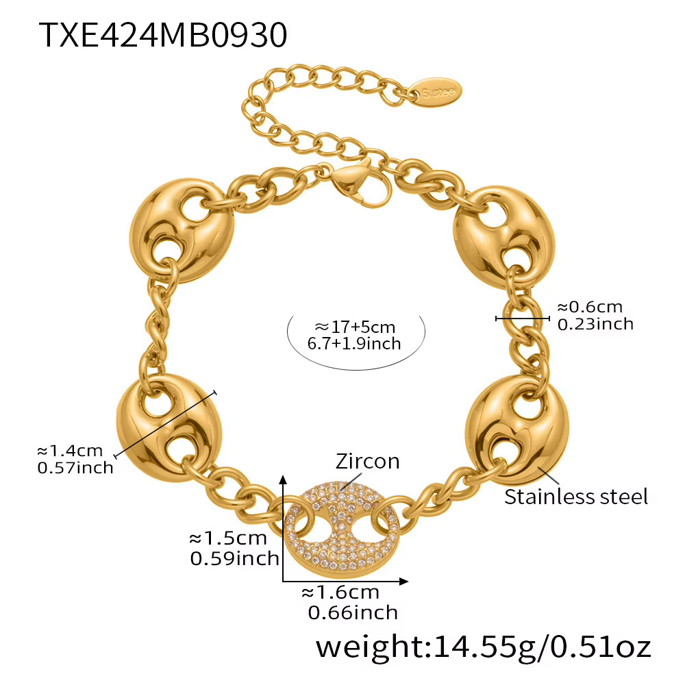 Collier à breloques en acier inoxydable pour femmes, chaîne plaquée or 18 carats, Bracelets assortis