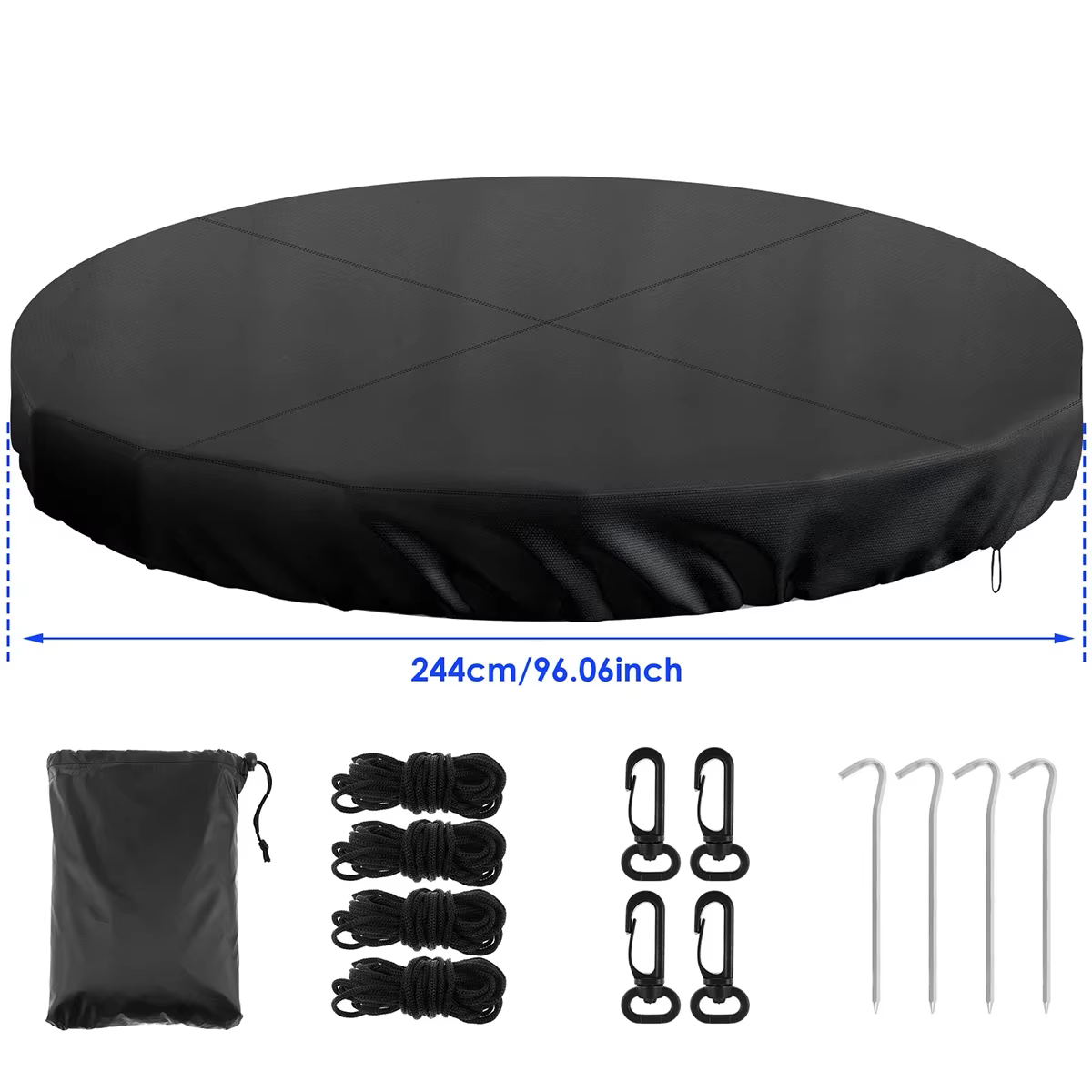 Couverture de piscine ronde avec cordon de serrage, tissu Oxford 210D robuste, imperméable et anti-p