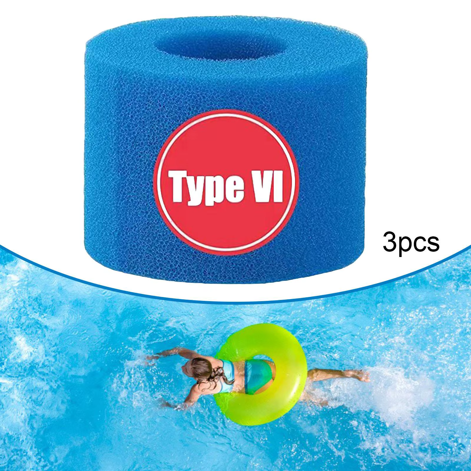Éponge filtrante réutilisable et lavable pour piscines de type V1, équipement de natation hors sol,
