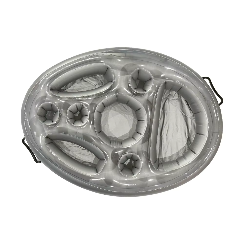 Plateau flottant gonflable en PVC pour boissons, bar de piscine multi-poches avec poignées, plateau