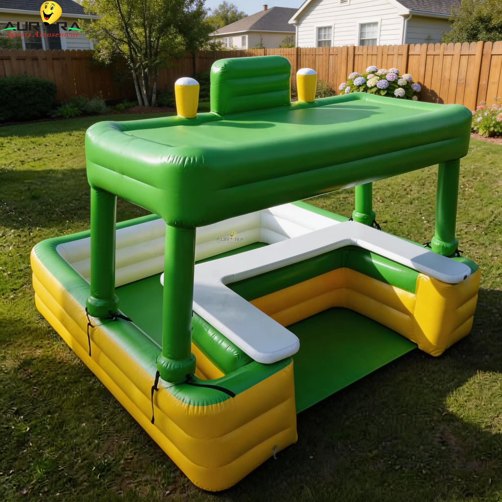 Bar de piscine gonflable avec tente et sièges, grand transat aquatique pour adultes, flotteurs de fê