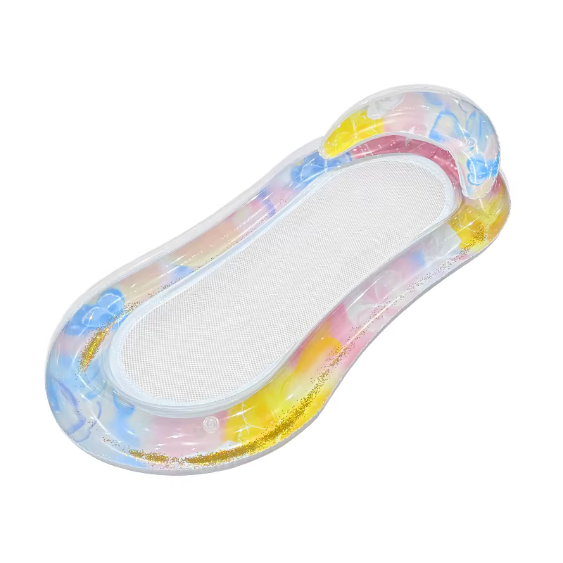 1 pièce Flotteur de piscine gonflable en PVC avec filet, Radeau flottant papillon à paillettes, Acce
