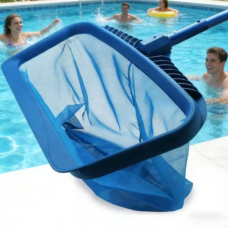 Filet d'écumage piscine avec tige en aluminium 1.1m, filet nettoyage piscine détachable, écumeur feu