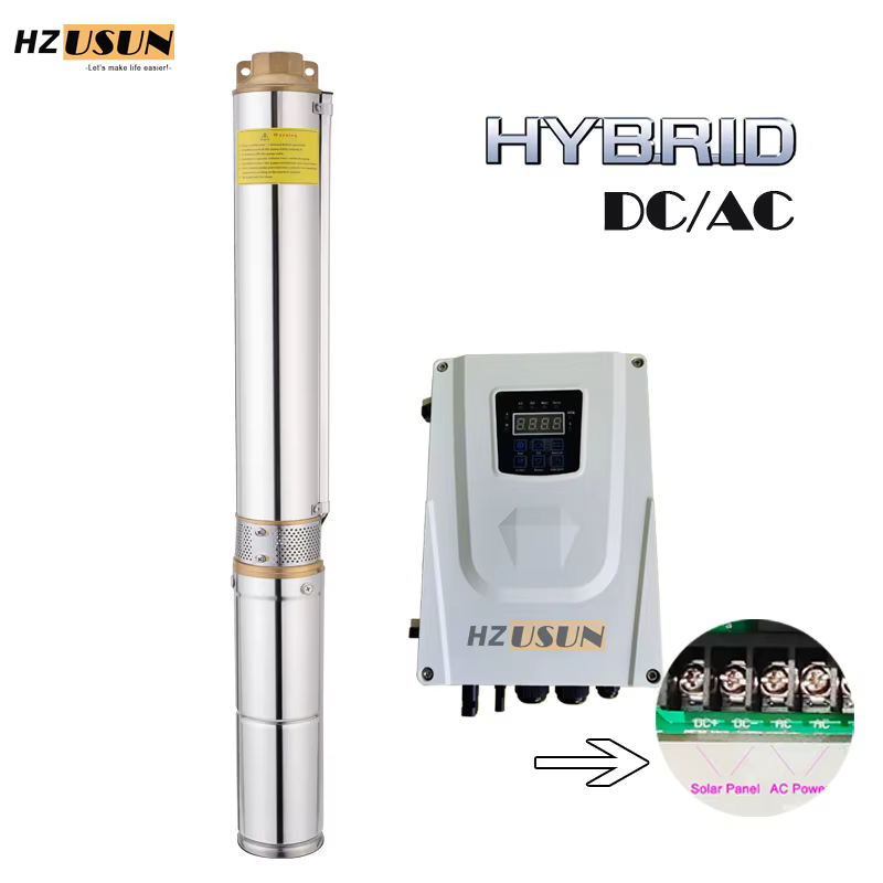 Pompe à eau de forage électrique à énergie solaire 2HP pour l'irrigation haute pression 100M tête AC