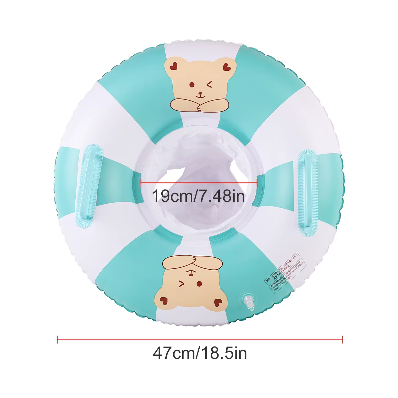 Bouée gonflable ours mignon avec siège et poignées pour piscine, plage et vacances d'été