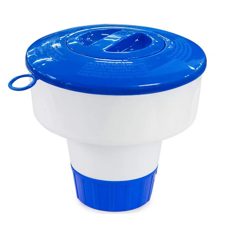 Grandes outils de nettoyage de piscine de luxe de 8 pouces, distributeur de chlore, bleu et blanc, o