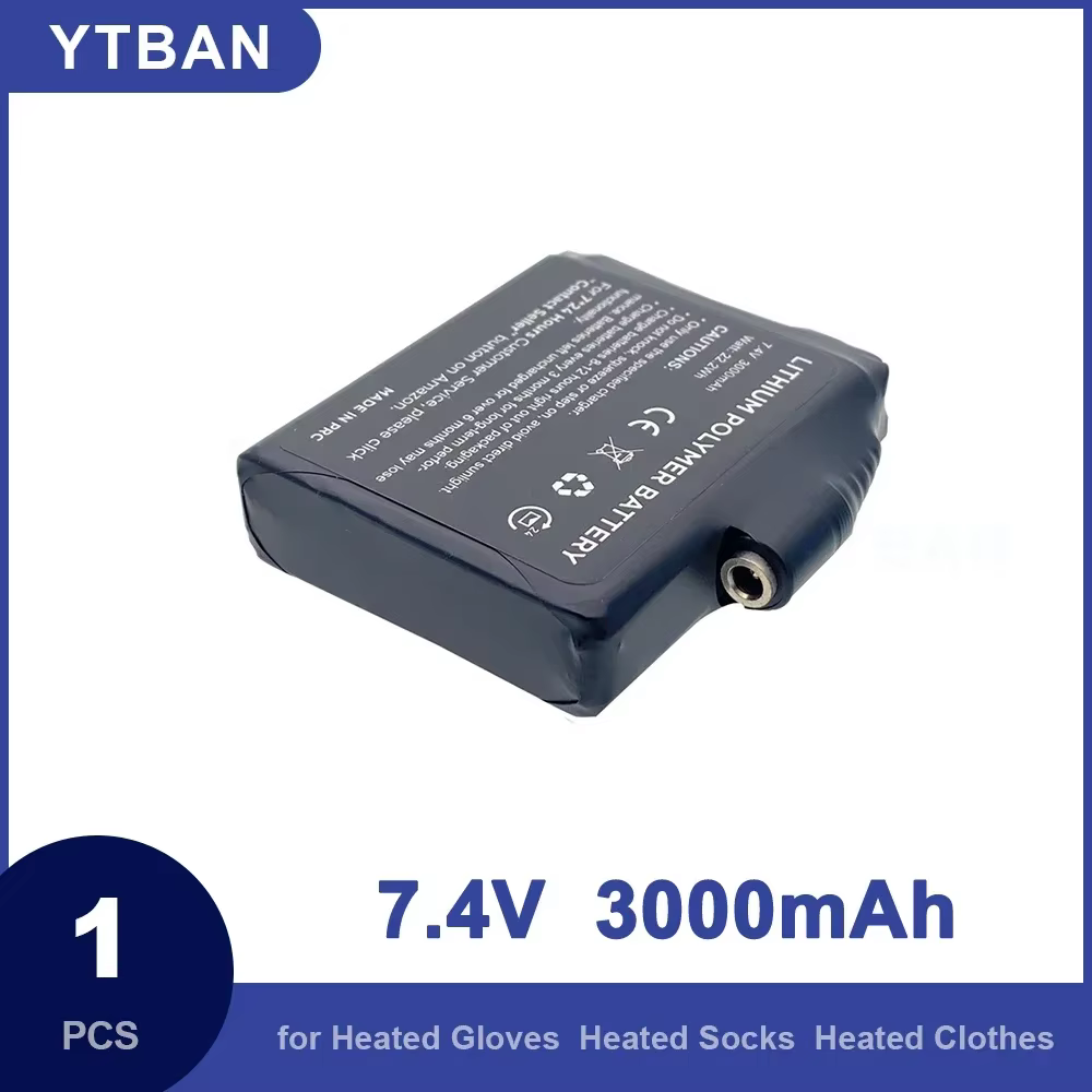 1-6 pièces gants chauffants batterie 7.4V 3000mah batterie au Lithium polymère pour gilet chauffant,