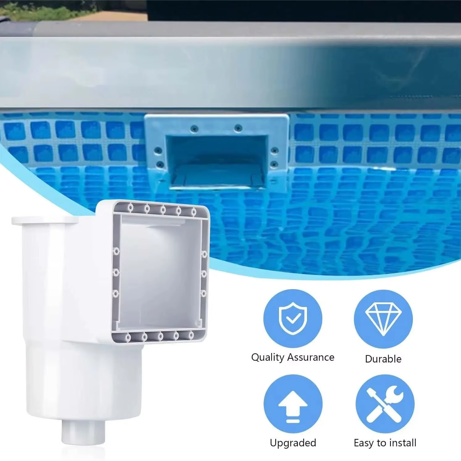 Écumoire pour piscines hors sol avec accessoires, écrémage traversant dans le mur compatible avec to