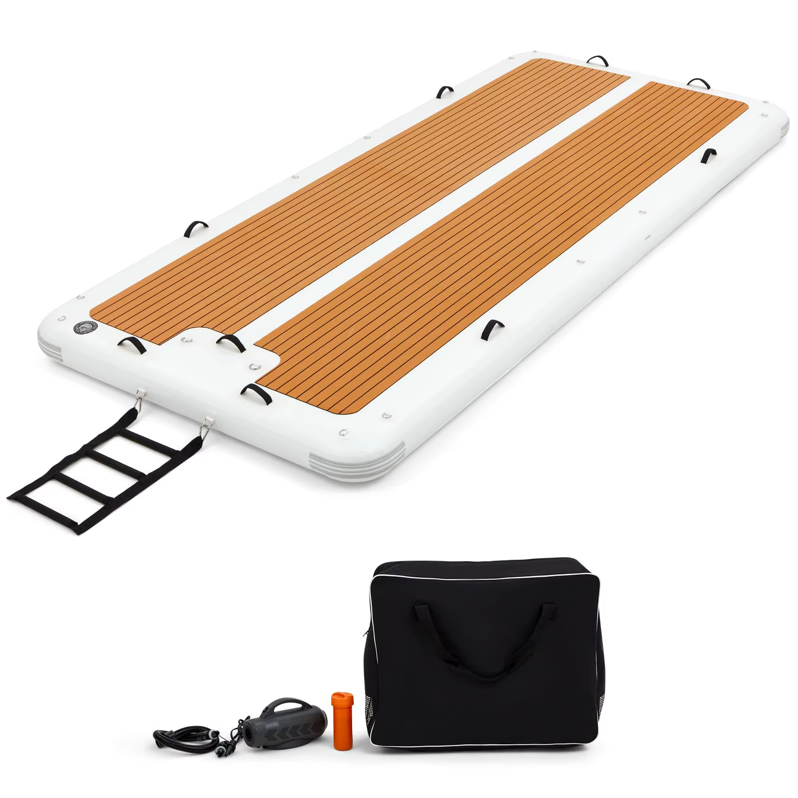 Dock flottant gonflable à Grain de bois, plate-forme de repos flottante Stable et antidérapante avec