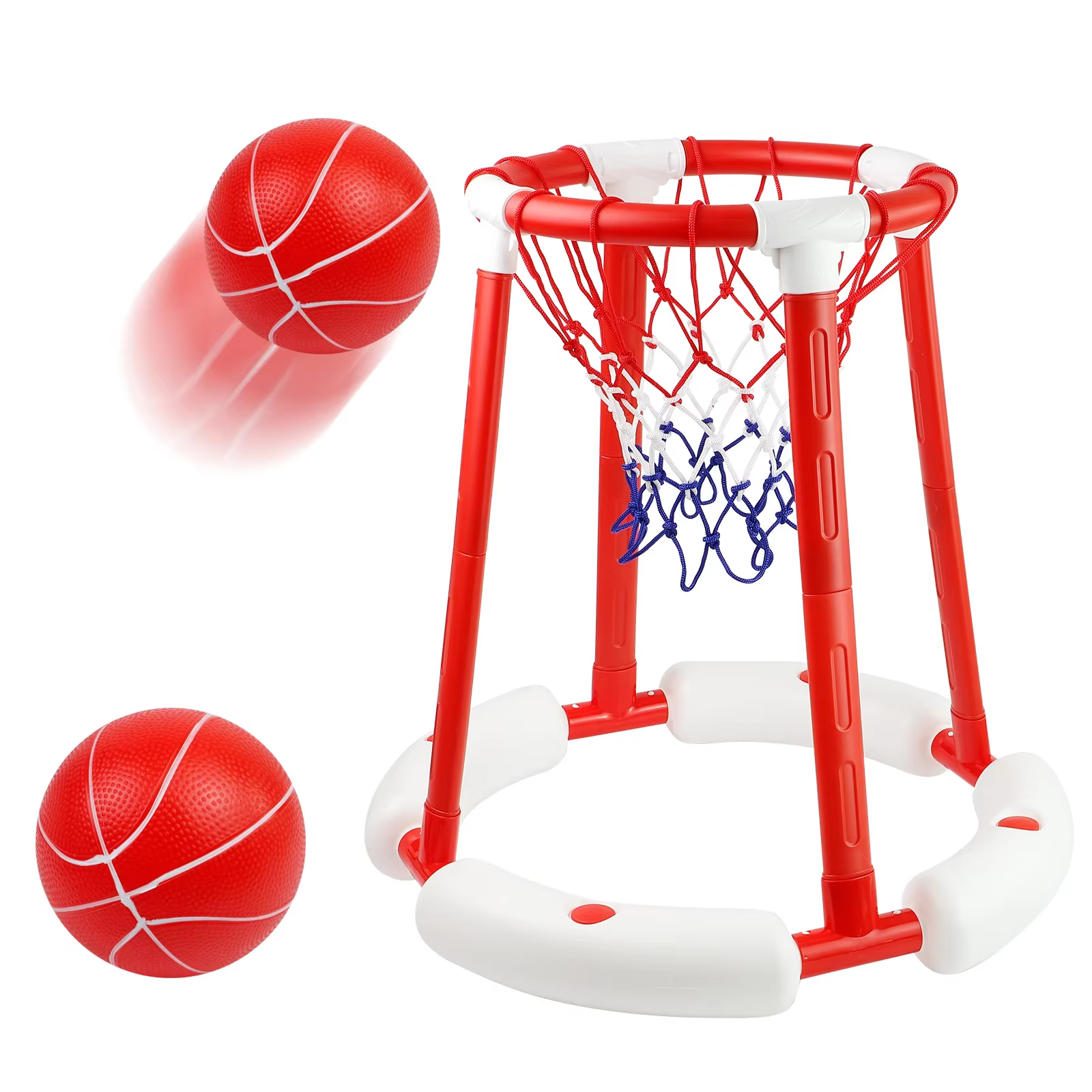 360 ° Jeu de basket-ball en piscine flottante, comprend un cerceau, un basket-ball et un gonfleur