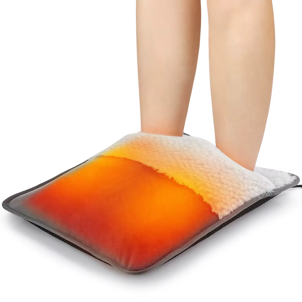 Tapis Chauffe-Pieds Électrique, 9 Niveaux de Chaleur et 4 Minuteries, Coussin Doux Lavable et Pliabl
