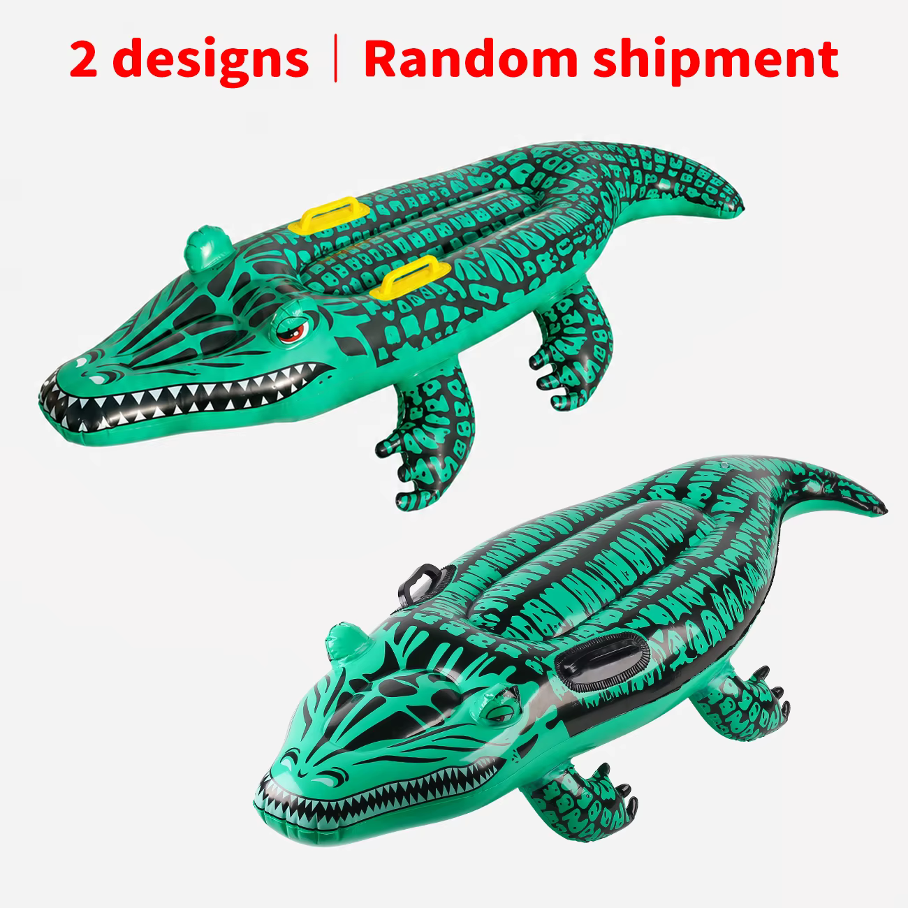 1PC Flotteur gonflable en forme de crocodile avec poignées, jouet aquatique en forme d'alligator pou