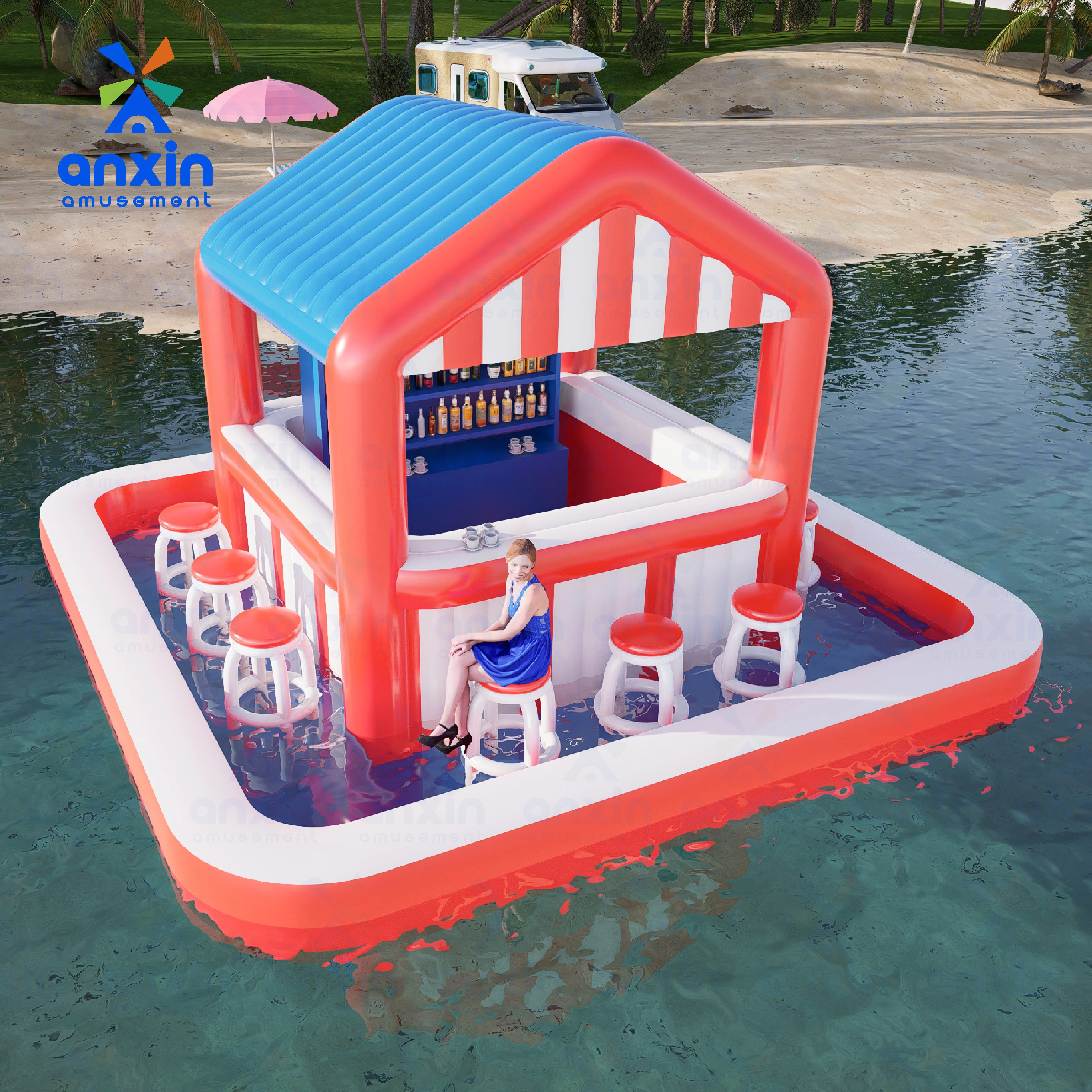 Barre gonflable flottante de piscine d'eau d'arrière-cour avec la piscine pour le point de jeu de fê